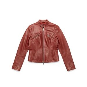 Leather Red Bomber Biker Jacket Size 40 Msrp $365